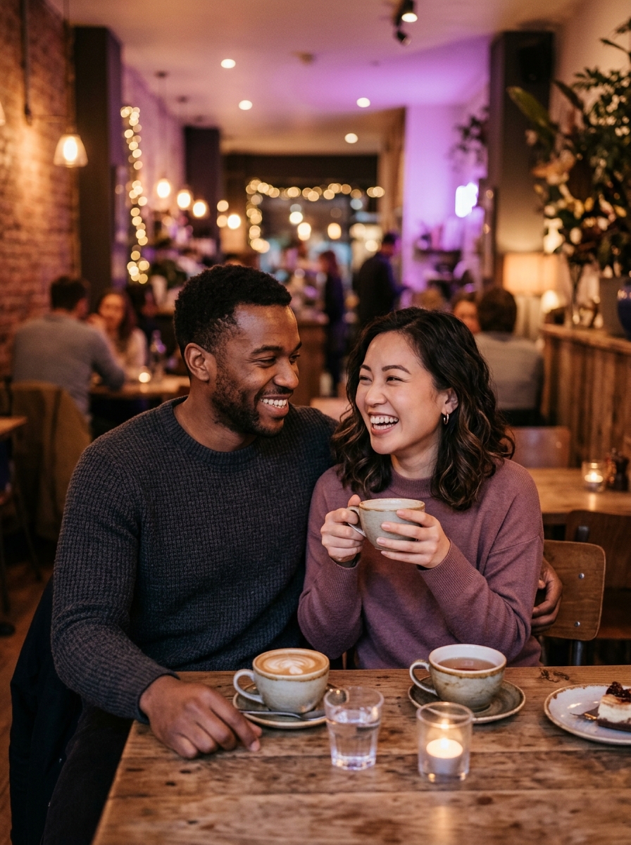 Happy couple enjoying a date at MingleNest